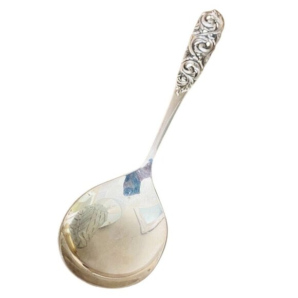 Vintage Koch & Korf Germany Silverplate Serving Spoon Ornate Baroque Scroll Hand - Picture 1 of 3